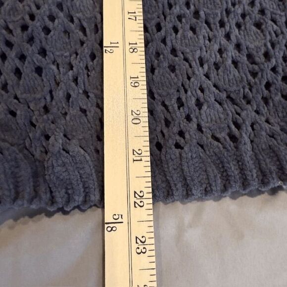 POL Chenille Open Knit Sweater Drop Shoulder Dark Gray Stretchy Size Large - Picture 10 of 11